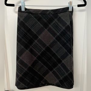 Black/gray plaid wool skirt.  LP
